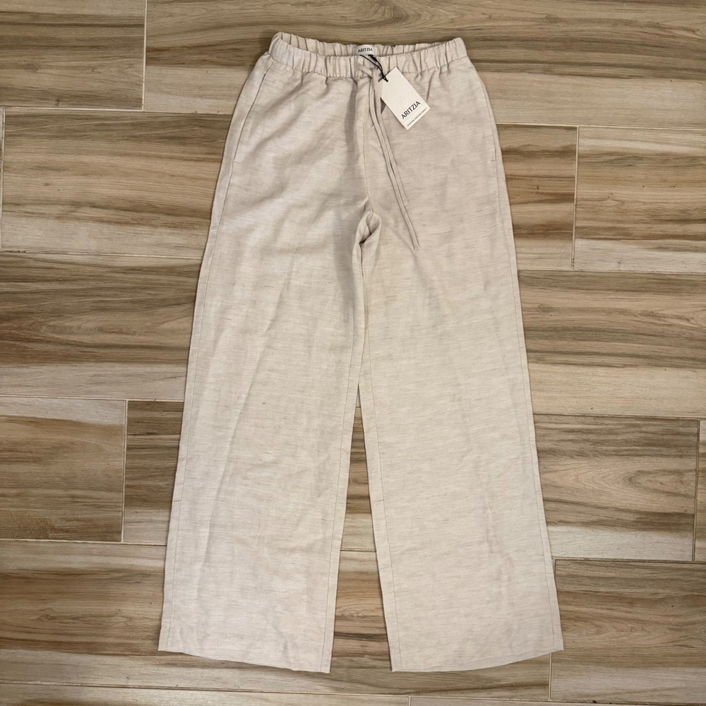 Aritzia Lodge Pant Undyed Ecru CruiseLinen Wide Leg XS Tall 129848